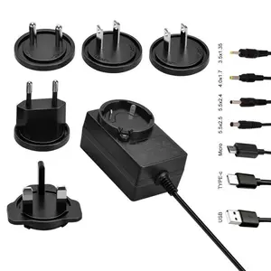 Interchangeable Plug Adapter 12V 2A Power Supply 12 Volt 2 Amp US EU UK AU Wall 24W AC DC Charger Adaptor