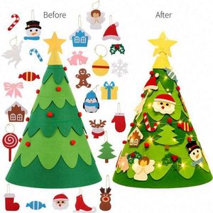 2026 Custom <b>DIY</b> Felt Christmas 27 Decoration Tree Cheap Hanging Xmas Ornament with Led Light Christmas Tree Set Felt Craft <b>Kits</b> - Product Image 1