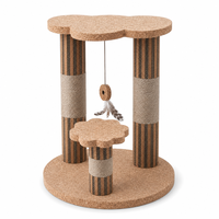 Petit arbre à chat en liège à trois poteaux avec plateforme de saut, poteaux à gratter ondulés pour chats d'intérieur, YAOYUE