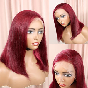 Peluca de Cabello Humano Corto Tipo Bob con Encaje Frontal 13x4, Color <span class=keywords><strong>Natural</strong></span>, Cabello Brasileño Virgen Liso, Proveedores de Pelucas Frontales al por Mayor - Product Image 3