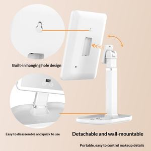 LED <b>Makeup</b> Stand Mirror with Touch Control and Phone Stand Dimmable Desktop <b>Vanity</b> Mirror <b>for</b> Cosmetic Beauty - Product Image 4