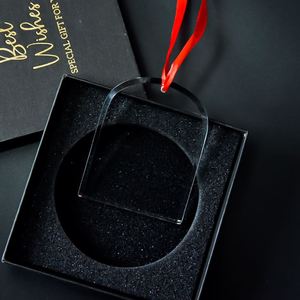 Vente en gros d'ornements de Noël en verre cristal K9 de formes variées, personnalisables avec un ruban rouge, pour la décoration de l'arbre de Noël - Product Image 2
