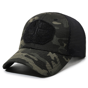 Gorra Trucker de Malla Camuflada de 6 Paneles con Visera Curva Ajustable, Gorra de Béisbol Táctica al por Mayor, Transpirable, Impermeable, Bordada - Product Image 4