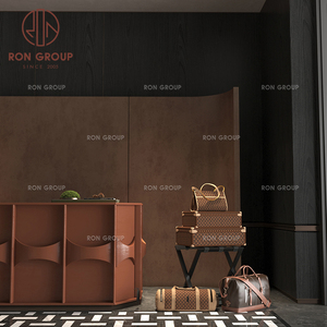 <span class=keywords><strong>Porte</strong></span>-bagages de luxe brun avec valises et sacs pour hôtel, restaurant, café, ensemble de rangement - Product Image 5