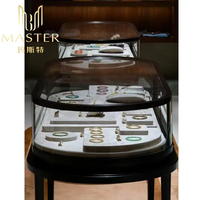 Vitrina de Vidrio Templado con Cerradura MASTER, Ovalada, 135*55*101cm, Marco Negro, Vitrina de Vidrio para Joyería, Centros Comerciales y Kioscos