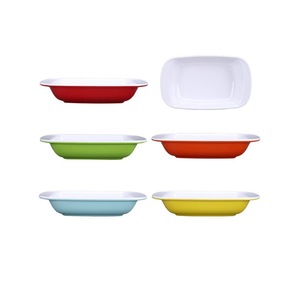 Plato de doble oreja para carne asada y arroz, plato de melamina bicolor para comida rápida, tazón de arroz, plato de arroz mixto, arroz con patas de cerdo - Product Image 2