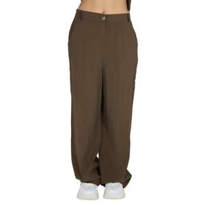 Pantalon pour femme Take Two DKE8636, couleur camel, coupe large, taille haute, décontracté - Product Image 1