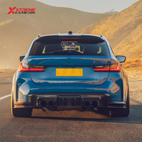 Diffuseur de pare-chocs arrière en fibre de carbone sèche XTREME, style R44, avec feu stop LED pour BMW G80 G81 M3 G82 G83 M4
