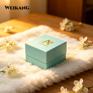 Boîte d'emballage rigide avec fermeture magnétique, carrée, bleue, boîte cadeau en carton <span class=keywords><strong>de</strong></span> luxe avec logo personnalisé - Product Image 3