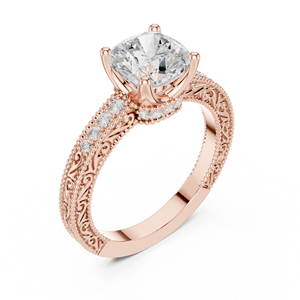 Bague Solitaire Élégante en Or Rose Taille Coussin, Bijoux de Mariage et de Fiançailles de Luxe, Bagues de Mode Personnalisées en Gros pour Femmes - Product Image 2
