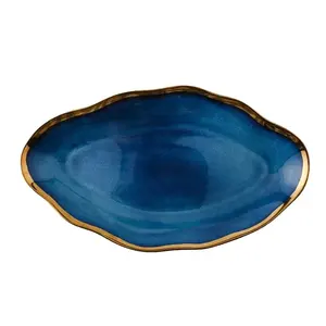 Set de Table bleu foncé nordique Offre Spéciale assiettes à dîner en porcelaine Fine ensembles de vaisselle