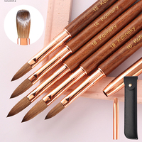 Pinceau à ongles Kolinsky de haute qualité, stylo de dessin pour gel UV, gel de construction, vernis à ongles, outils de manucure professionnels avec manche en bois
