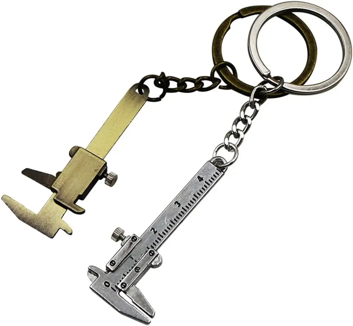مصغرة معدنية متحركة الفرجار الورنية مسطرة سلسلة مفاتيح حلقة مفاتيح للرجال والنساء