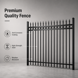 Panel de <span class=keywords><strong>Cerca</strong></span> de Acero Galvanizado con Recubrimiento de Polvo Negro, <span class=keywords><strong>Cerca</strong></span> <span class=keywords><strong>Metálica</strong></span> Ornamental de Alta Resistencia, Anticorrosión, <span class=keywords><strong>para</strong></span> Seguridad en Jardines - Product Image 1