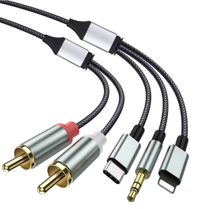8-Pin Stereo Jack Y <b>Adapter</b> <b>USB</b>-<b>C</b> 3.5mm Male Aluminum Fabric Braided Professional Audio Microphone Use - Product Image 2