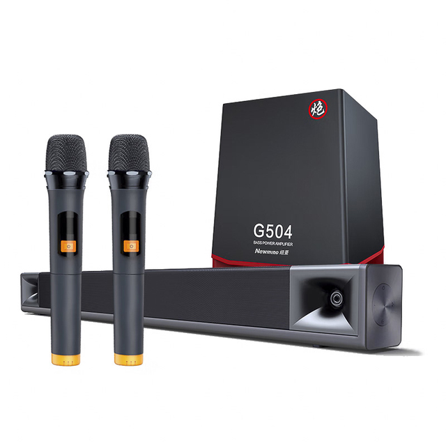 2.1CH for 5.0 Indoor Home Theatre Soundbar with 5 Speakers Wired Subwoofer Wireless Microphone for Karaoke Entertainment