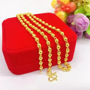 熱い販売中！砂金ソリッド6mmラウンドビーズ18K金メッキトレンディユニセックスネックレス（記念日用） - Product Image 4