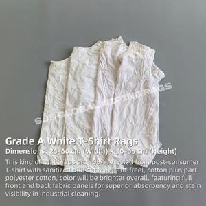 Trapos industriales de camiseta blanca, trapos de limpieza de algodón cortado, trapos blancos - Product Image 2