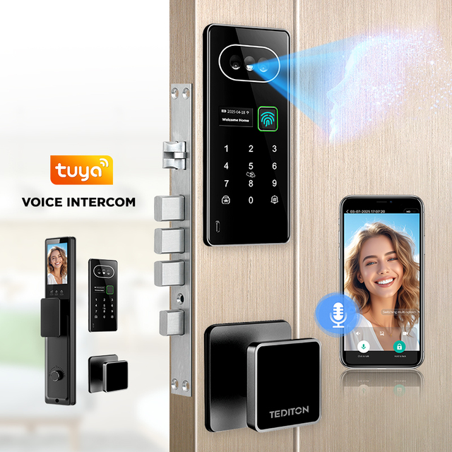 Monitoring Face Camera Recognition High-end Custom Door Handle Hide Smartlock Embedded Automatic Fingerprint Smart Door Lock