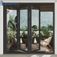 Porte coulissante de terrasse commerciale en aluminium à double vitrage trempé, design moderne, avec cadre à rupture de pont thermique