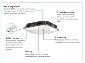 Luz LED para Estacionamiento con Ahorro de Energía de 160lm/W, IP65, para Iluminación de Almacenes y Oficinas - Product Image 4