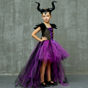 Halloween Demon Girl's Dress Tail Drag Princess Dress Bruja Pluma <span class=keywords><strong>Disfraz</strong></span> de Halloween - Product Image 2