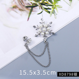 Nuova Elegante Spilla da Uomo con Strass, Spilla da Bavero con Catena in Lega, Accessorio Lucido per Abbigliamento - Product Image 3