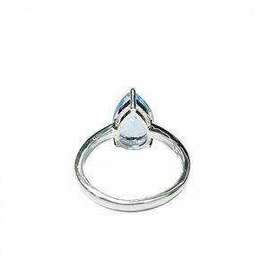 Elegante Anillo de Topacio Azul en Forma de Pera, Anillo Solitario de Plata 925 con Gota de Lágrima, Joyería de Boda de Alta Calidad para Mujer - Product Image 6