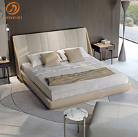 Ensemble de meubles de chambre à coucher en bois de velours, lit beige de luxe moderne king size pour californie, vente en gros