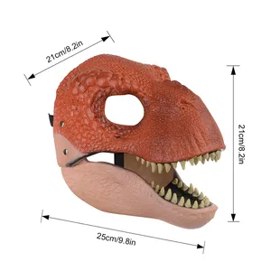 Máscara de Dinosaurio Raptor de Látex Natural para Niños, Cosplay de Halloween, Máscara de Dinosaurio con Mandíbula Móvil para Fiesta de Cumpleaños, Hecha de EVA - Product Image 5