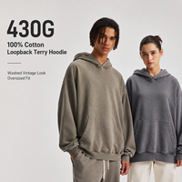 Sweat à capuche en coton lavé vintage 430G pour homme, en molleton bouclette épais, coupe oversize, style streetwear, fournisseur de vêtements vierges