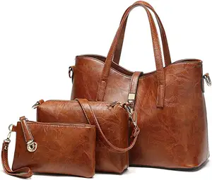 2023 Brand Designer genuine Leather Ladies Shoulder bags 3 pcs Luxury Purse and Large Handbags Set for women