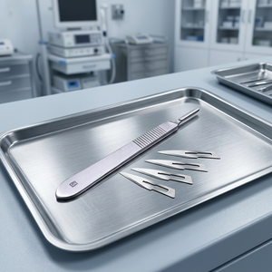 Manche de scalpel chirurgical avec jeu de lames en acier inoxydable pour chirurgie générale, instrument manuel certifié CE, classe I - Product Image 2