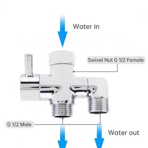 Adaptateur de vanne inverseur en laiton 3 voies G1/2 pouce pour pomme de douche, vanne de distribution d'eau 3 voies, pièces de salle de bain domestiques - Product Image 3