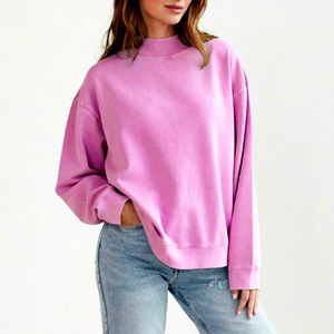 Sudadera de cuello alto personalizada para mujer con diseño de letras universitarias, personalización de logotipo frontal, jersey informal oversize para E - Product Image 1