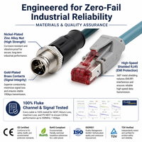 Kabel Ethernet 10Gbps M12 X-Code ke RJ45, Kabel Jaringan Industri Terlindung CAT6A SFTP untuk Kamera GigE Vision & Sensor Pintar