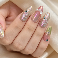 Faux ongles autocollants effet œil de chat doré, 24 pièces, assortis, brillants, vente en gros, étiquette privée personnalisée