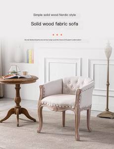 Asiento tapizado <span class=keywords><strong>de</strong></span> tela <span class=keywords><strong>de</strong></span> estilo rural americano caliente 2025, sillón <span class=keywords><strong>de</strong></span> madera para sala <span class=keywords><strong>de</strong></span> estar, uso <span class=keywords><strong>de</strong></span> sillón <span class=keywords><strong>de</strong></span> un solo asiento - Product Image 5