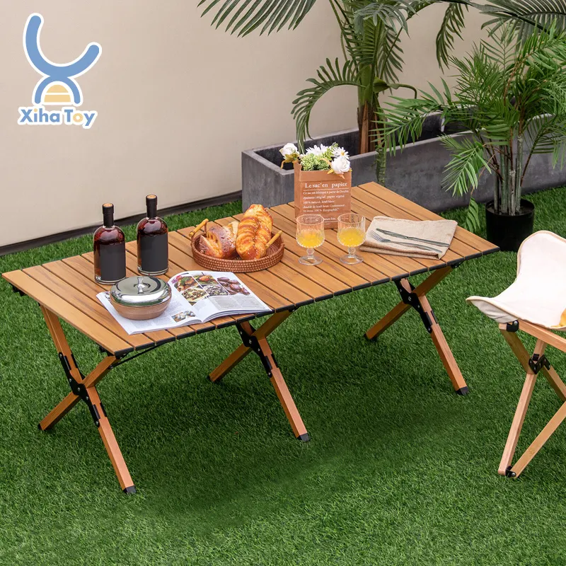 Tragbare Lagerung Faltbarer hölzerner Camping Tisch und Stühle Set Outdoor Garten Dinner Party Vintage Holz Klapp Esstisch