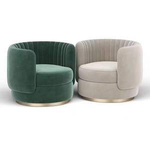 Sillón Giratorio Moderno con Tapicería de Terciopelo Cómoda y Base de Metal para Sala de Estar, Hotel o Apartamento - Product Image 5