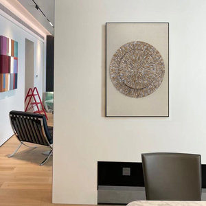 Art mural animalier de luxe en mosaïque de nacre, <span class=keywords><strong>peinture</strong></span> sur toile texturée 3D circulaire, œuvre décorative classique pour salon et véranda - Product Image 6