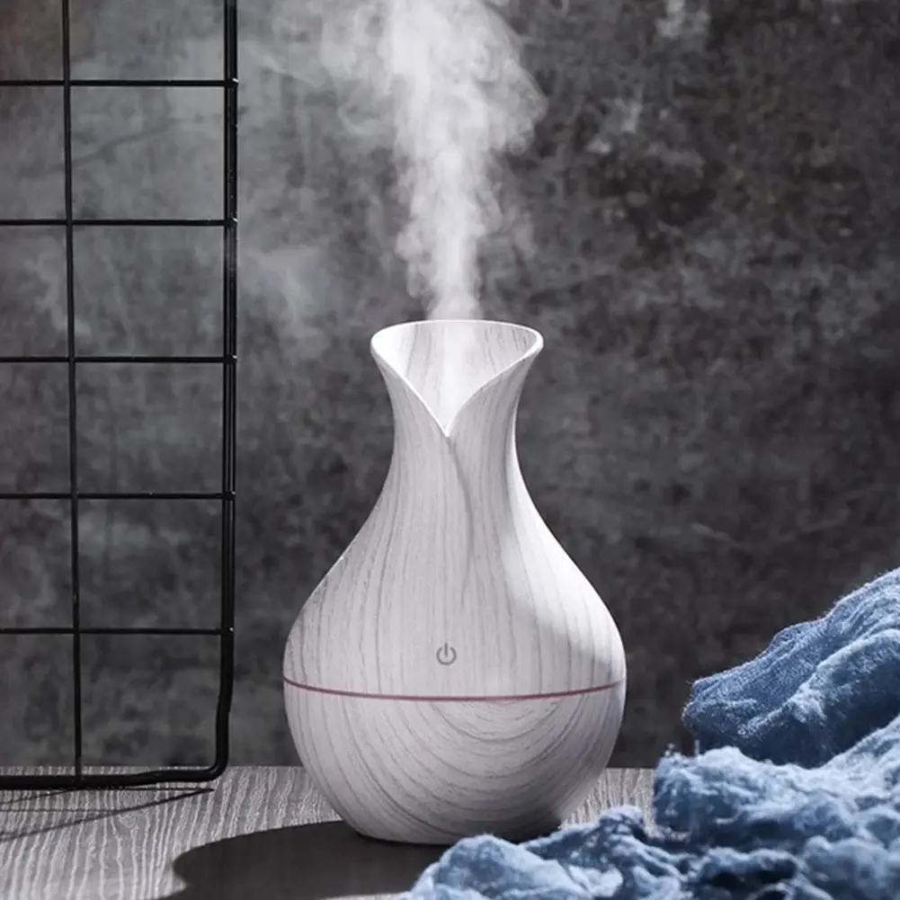2023家庭用トップス高品質130 mL小さな花瓶蒸化器木製加湿器アロマディフューザーアロマセラピーディフューザーLEDライト