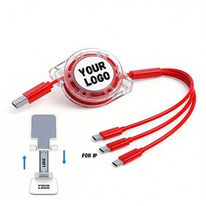 Wholesale Custom Logo Promo Gift Universal Retractable 3 in 1 Multi 3in1 Usb Charging <b>Charger</b> Cable with Transparent Box - Product Image 1