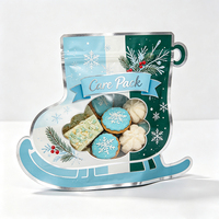 Pochette auto-scellante personnalisable en forme de bonbons, biscuits, cadeaux de Noël, de bonbons du Père Noël, de fruits secs, de qualité alimentaire, découpée à l'emporte-pièce