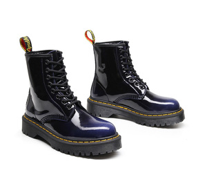 Bottes mi-mollet à plateforme pour femmes, grande taille, en <span class=keywords><strong>cuir</strong></span> de vache véritable, chaussures épaisses pour femmes, bottines mi-mollet style universitaire - Product Image 5