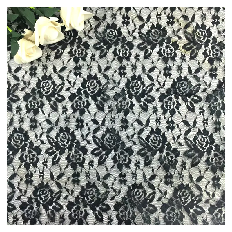 2023 New Lace Fabrics and Textiles Polyester Small Rose Flower Lace Fabric for Clothing Dress