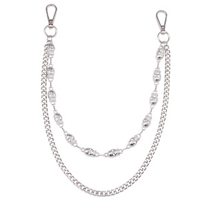 Chaîne de taille en métal double couche style Hip Hop pour hommes, chaîne de corps tendance pour Halloween, argent tibétain blanc K - Product Image 5