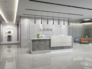 Mostrador de Recepción de Oficina de Lujo en MDF, Moderno Mostrador de Recepción para Salones de Belleza, Hoteles, Gimnasios e Interiores de Centros Comerciales - Product Image 2