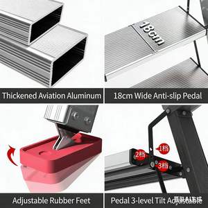 轻质铝制折叠阁楼梯：可调节伸缩式直梯家用梯 - Product Image 5