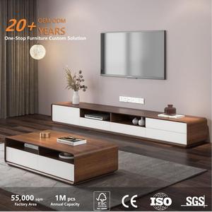 Meuble TV moderne en bois massif, largeur 67 pouces, avec portes et tiroirs de rangement, étagères réglables pour le salon - Product Image 2